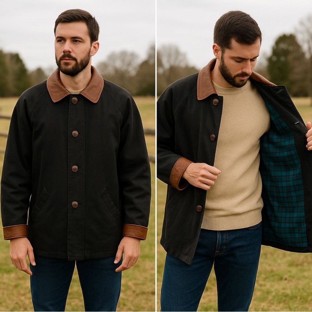 Vintage Barn Chore Jacket With Tartan Plaid Flannel Lining